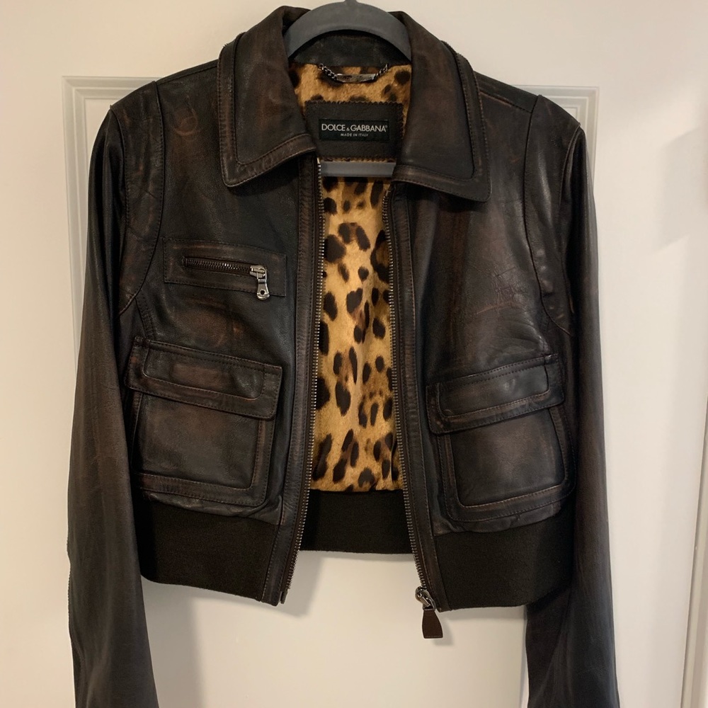 Dolce Gabbana leather bomber Jacket